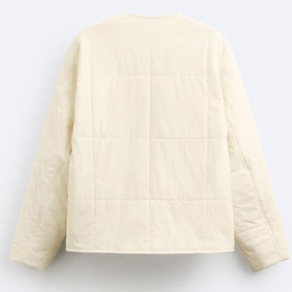Zara Men's Light Padded Jacket Coat Modular Neckline Cream Snaps Closure XL NWT - Picture 2 of 16